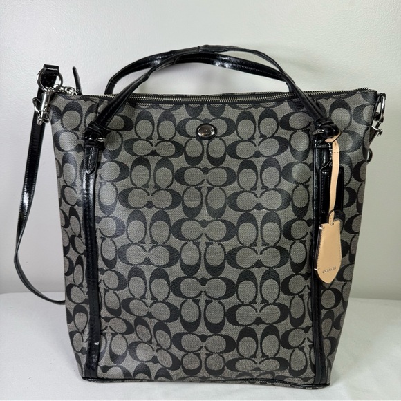 Coach Signature Tote shoulder Tan red black crossbody 2 bags bundle as is auth - Picture 2 of 16